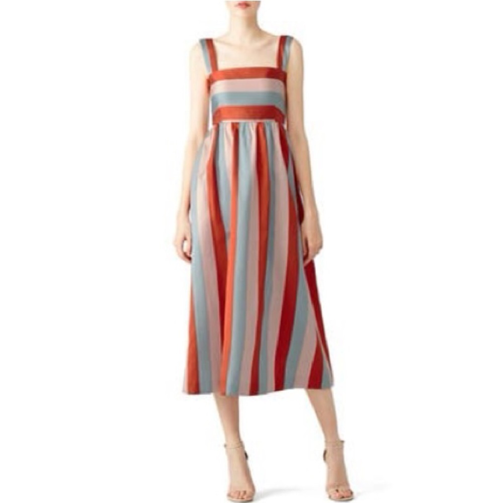 NWT RED Valentino Multi-Striped Midi Dress